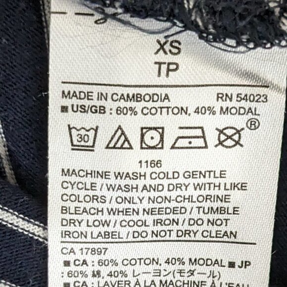 Women's "Banana Republic" Designer Tee" Navy Striped Long Sleeve Top; Size XS - Picture 5 of 5